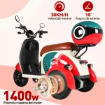 Motobici Eléctrica Honey Whale V1 Rojo - Imagen 2